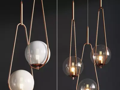 Pendant Lamp Loop Brass Kare 3D model