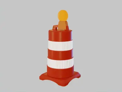 Construction Barrel - Traffic Drum  Low-poly 3D model