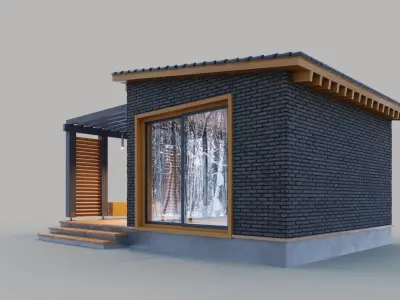 Pavilion with terrace and pergola 3D model