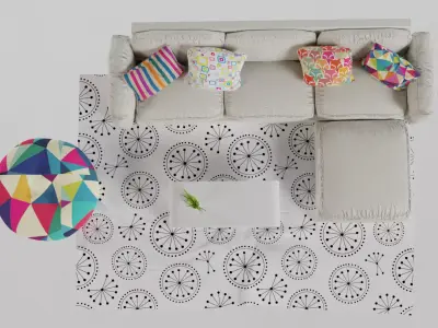 Living Room Low-poly 3D model