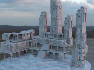 Sci-Fi Towers Hotel 3D model