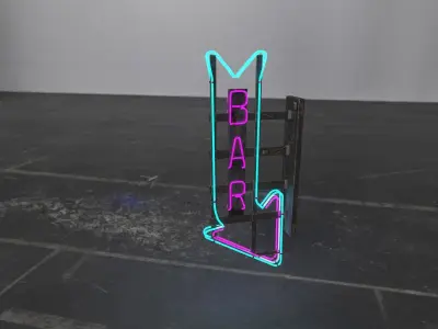 Neon Bar Sign Low-poly 3D model