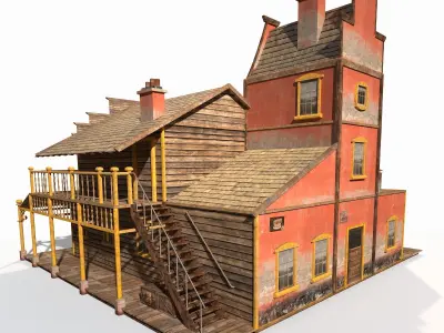 Western Saloon Low-poly 3D model