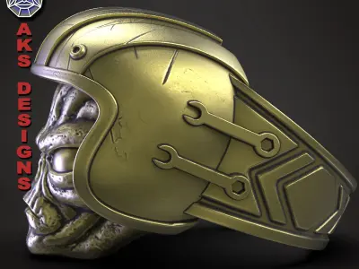  skull Ring jewelry Biker alien v1 3D print model