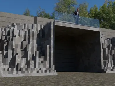 Futuristic stair for people to rest 3D model