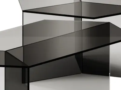 Glass Isom Oblong and Square Coffee Tables by Sebastian Scherer 3D model