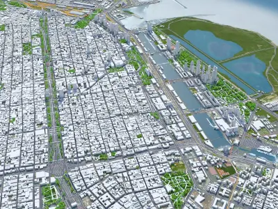 Buenos Aires City 40km Low-poly 3D model