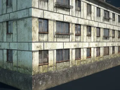 Abandoned Soviet House Collection - White Panels Low-poly 3D model