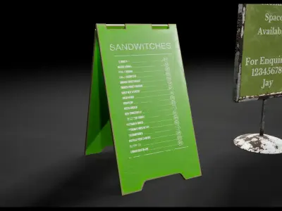 Post Apocalyptic Floor Signs Low-poly 3D model