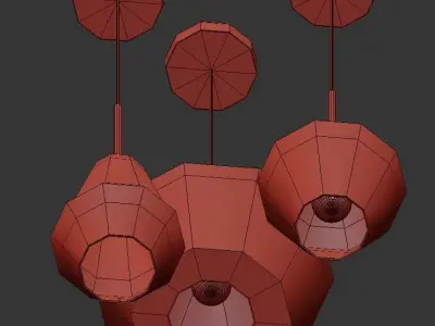Vinta three glass pendant lights 3D model