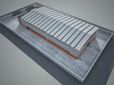 Industrial Building Factory 4 3D model