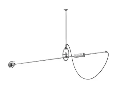 Pen pendant lamp with brass rod and glass globe 3D model