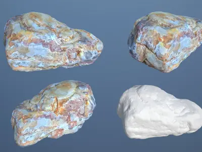 8 Boulder Rocks - 240720 Low-poly 3D model