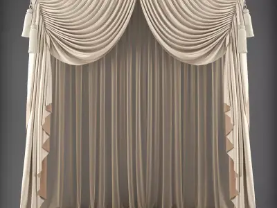 Curtains curtain Low-poly 3D model 6