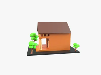 Bank Building 3D Illustration 3D model