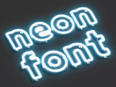 Blue neon lowercase letters - illuminated led lower case font 3D model