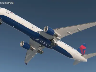  Delta Air Lines Boeing 767-400 with Cabin and Doors Rigged for Maya 