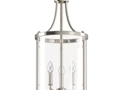 3-light Polished Nickel Foyer with Clear Glass Silver Finish 3D model