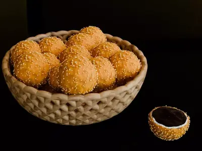 Chinese food fried sweet sesame ball 3D model