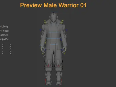Character Male Warriors 01 - Ready for game Low-poly 3D model
