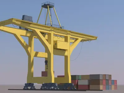 Port Crane and Container Loading Environment 3D model