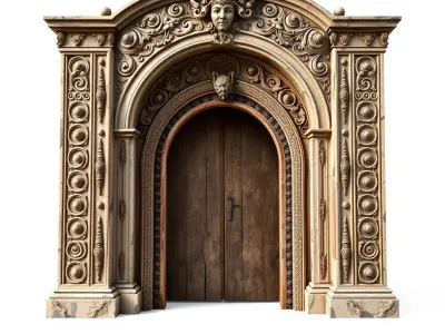 Ornate Medieval Doorway Model Pack Low-poly 3D model