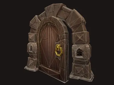 - Free - Dungeon Gate with a wooden door Free 3D model