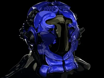 cyborg helmet made of metal and plastic Low-poly 3D model