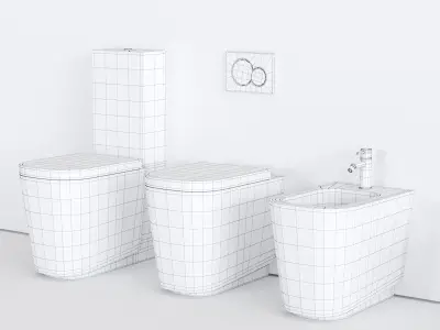 Galassia Meg11 bidet and toilet Low-poly 3D model