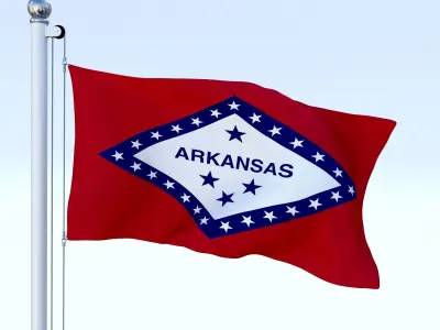 Animated Arkansas Flag Low-poly 3D model