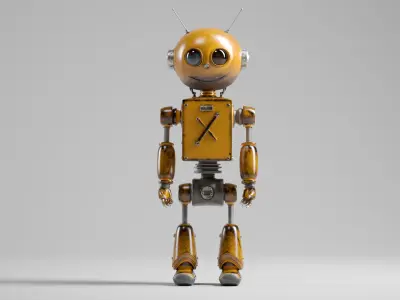 Retro Robot Character  Rigged  4K PBR Textures   Low-poly 3D model