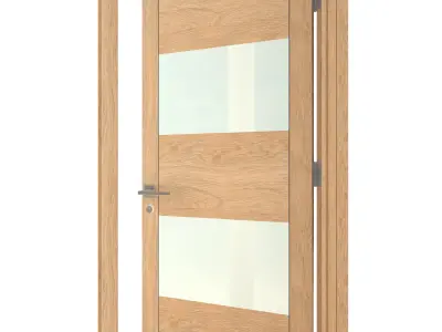 Door-024 interior door in oak with frosted glass 3D model