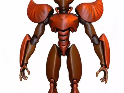 Sci-Fi Alien Warrior Robot Low Poly Game Ready Character Low-poly 3D model