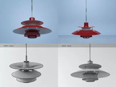 PH 5 different colored pendant lights hanging from ceiling 3D model