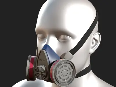 Gas mask helmet 3d model safety isolated fantasy  Low-poly 3D model