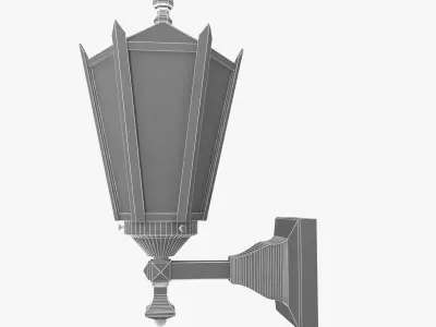 Exterior wall sconce and metal planter 3D model
