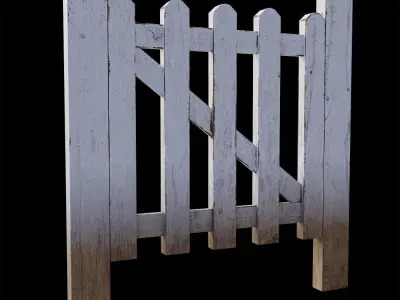 small gate in aged wood scales 1-1 and 1-32 3D model