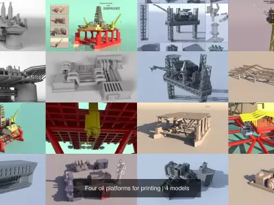 Four oil platforms for printing 3D Model Pack