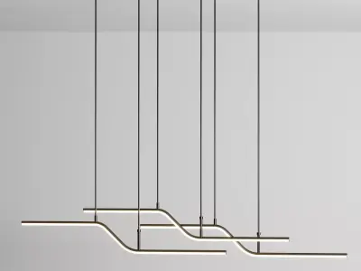 LED Pendant Light Kitchen Island Light Modern Black Gold Low-poly 3D model