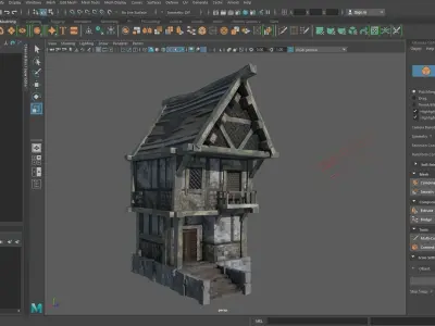 Old Medieval Tavern Low-poly 3D model