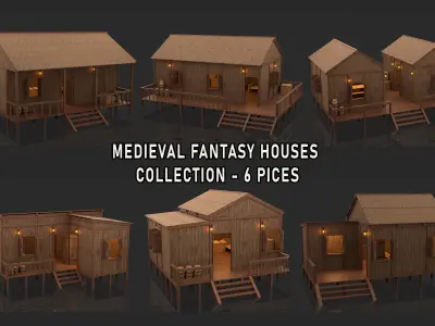 Medieval Fantasy Houses Collection  3D Model Pack