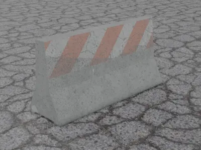 Concrete Road Barrier 2 Low-poly 3D model