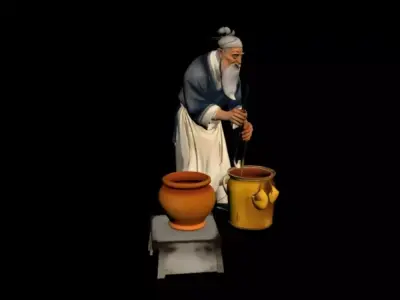 Abstract Tang Song Street Scene Old Man 3D model