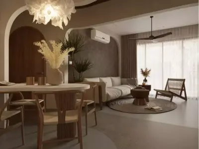 3D Living Room  Kitchen Interior Model 3D model
