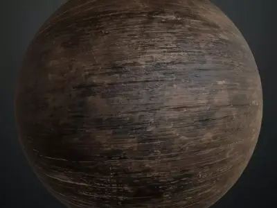Scratched Dark Wood Plank PBR Seamless Texture