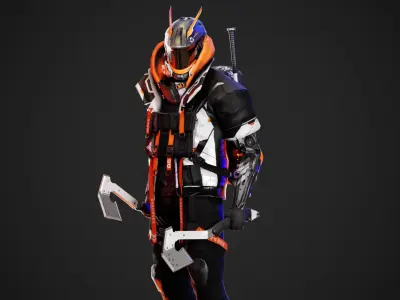 Cyberpunk Axion Robot Low-poly 3D model