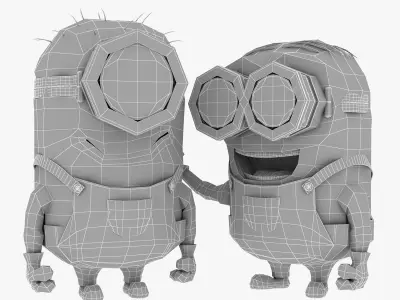 Minion Stuart and  Dave Low-poly 3D model