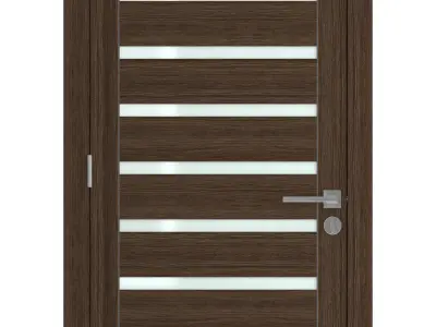 Door-054 wooden door with glass panels 3D model