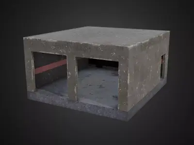 Simple Garage Building Low-poly 3D model