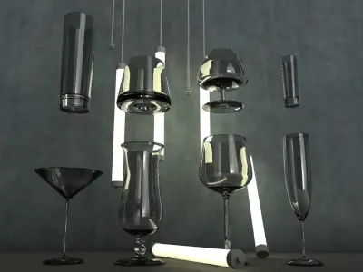 Party alcohol cocktail glasses drink set collection 3D model